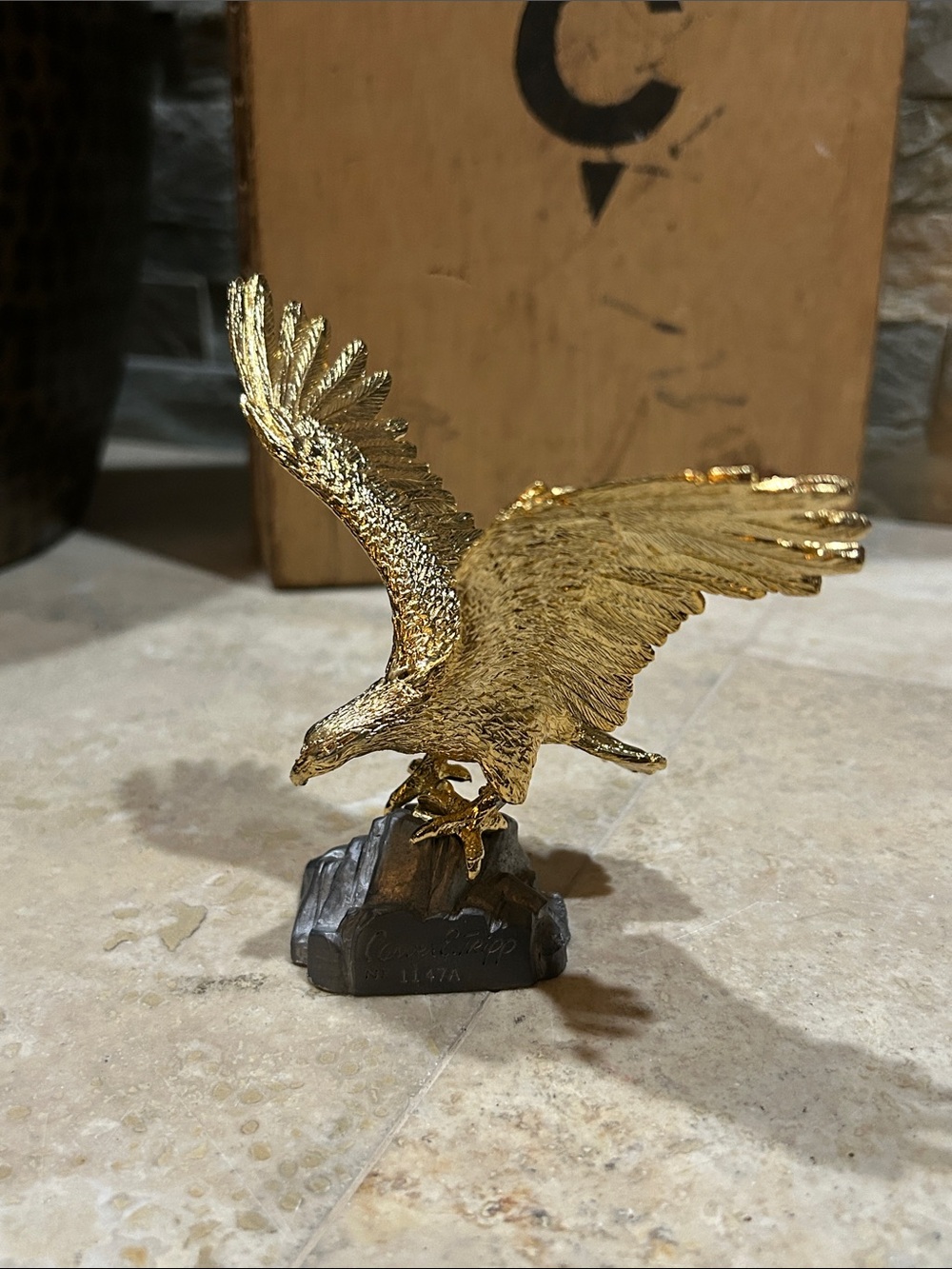 vintage CARVER E. TRIPP eagle sculpture-NYMetropolitan Guild for Collectable Art